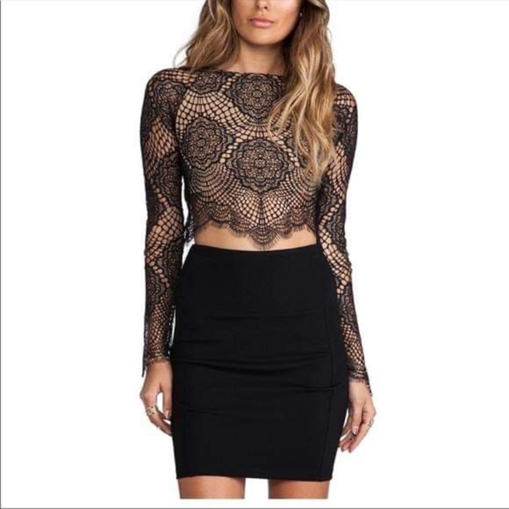 For Love and Lemons Grace Lace Crop Top